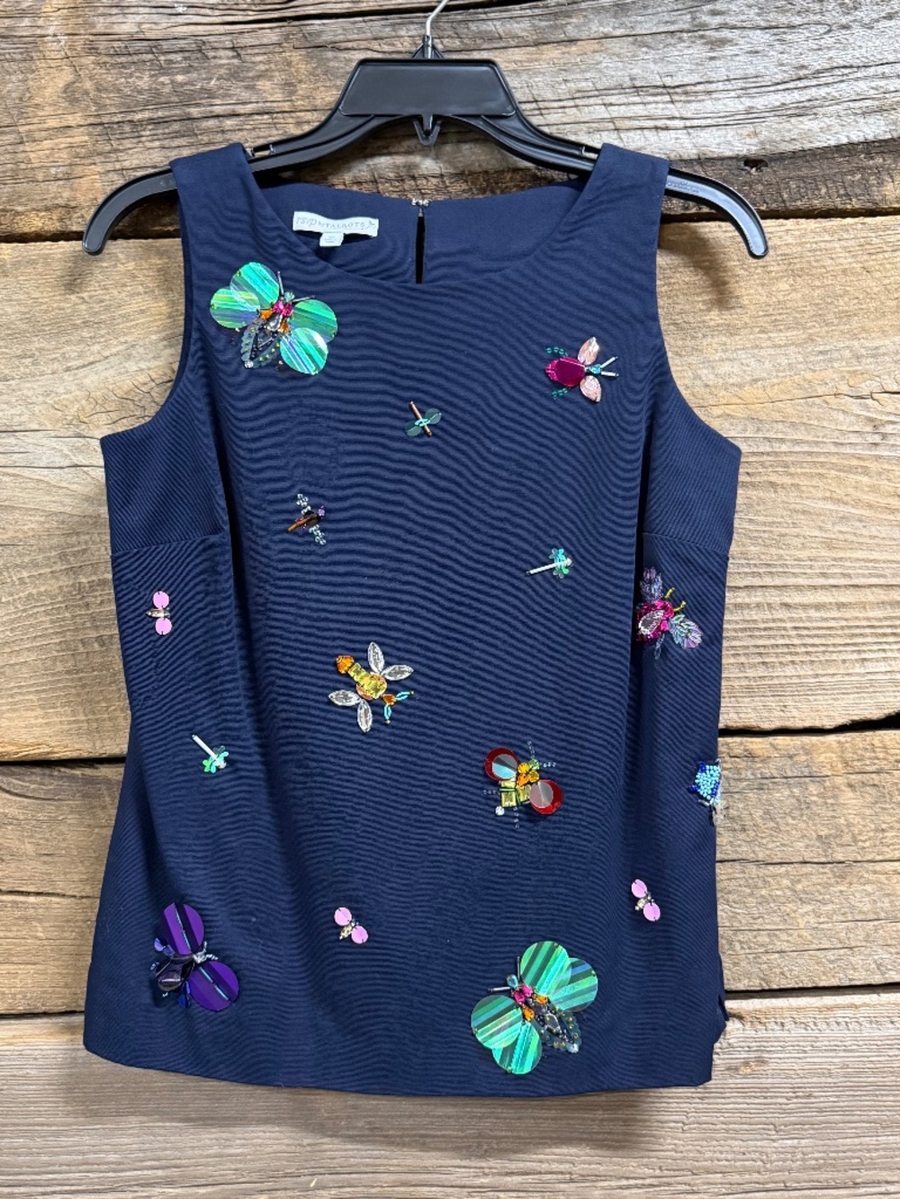 RSVP by Talbots Embellished Tank, Navy, 2P